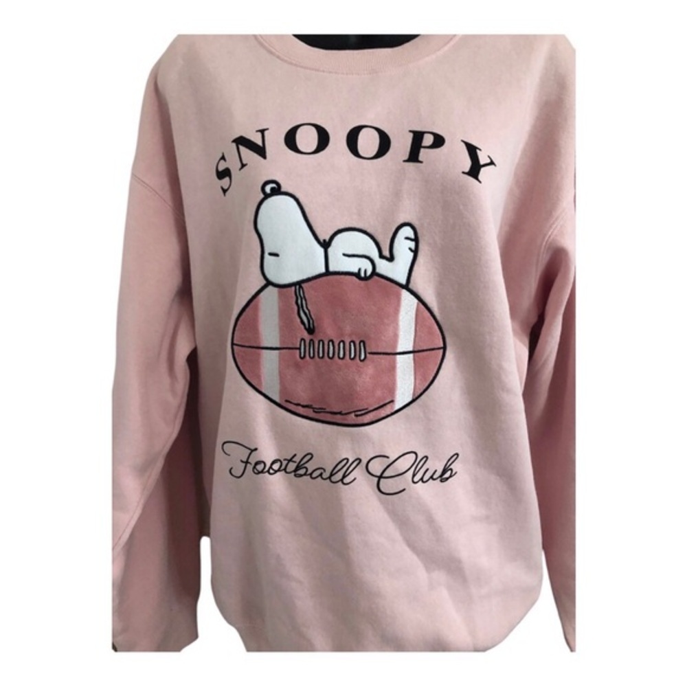 Peanut’s Snoopy football club graphic print pink sweatshirt‎ size medium new - Picture 10 of 15